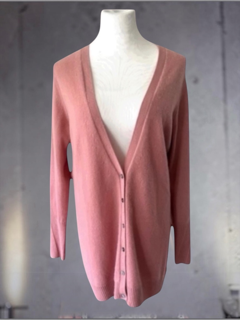 Pure Collection 100% Cashmere Boyfriend Cardigan Button Front Sweater Size 12